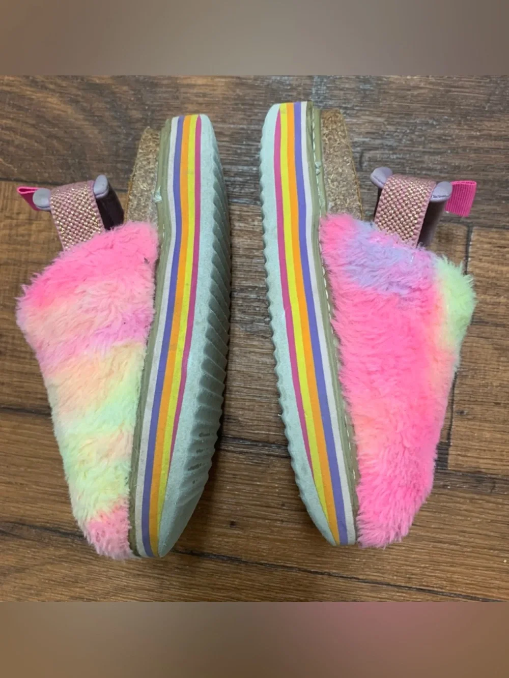 Steve Madden Kids JCOZEE Rainbow Tiedye Sling Back Platform Slipper Sz 12
